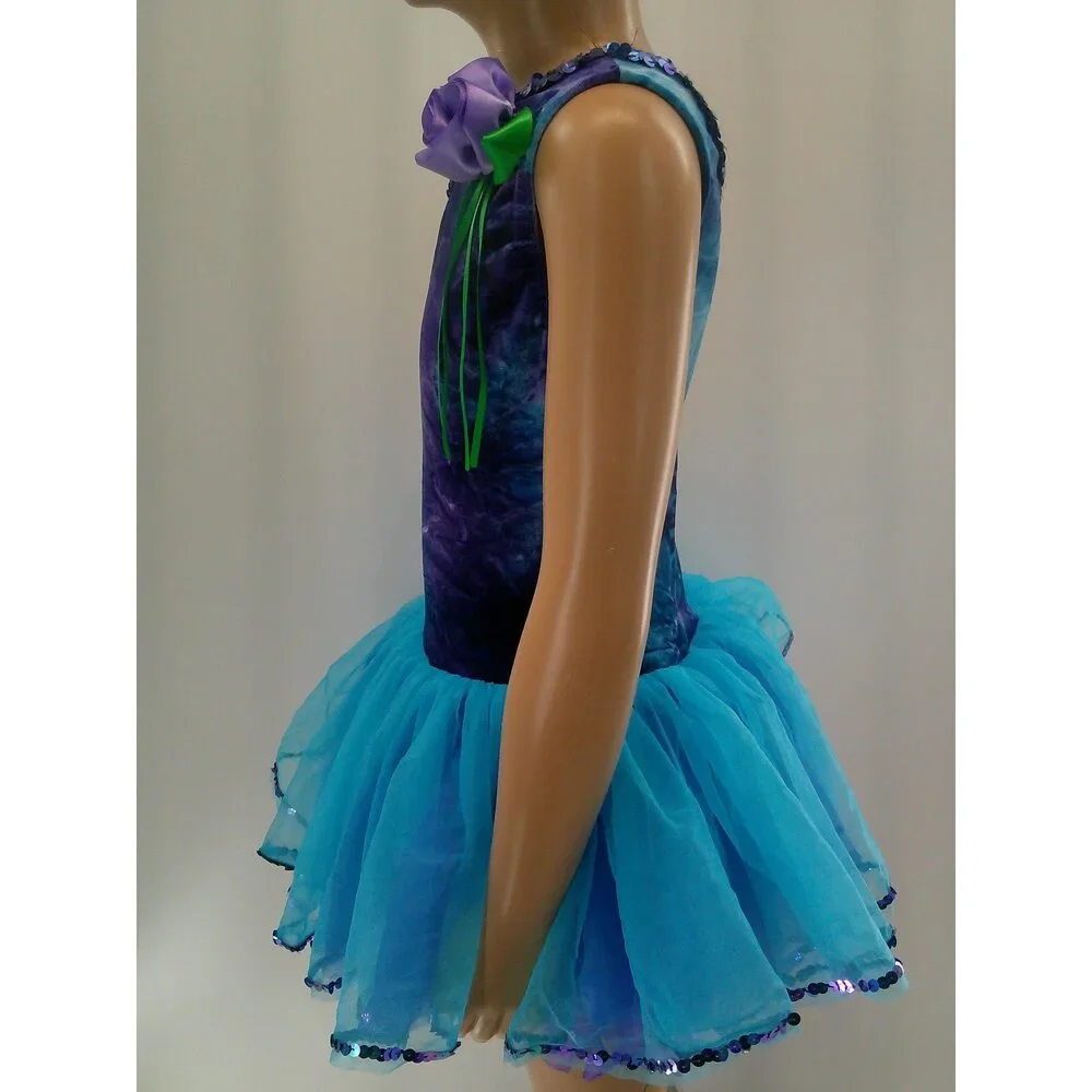 Pre-Owned Dance Costume Medium Child Blue A Wish Come True V553 Ballet Lyrical